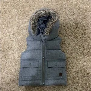 Janie & Jack hooded fur vest NWT